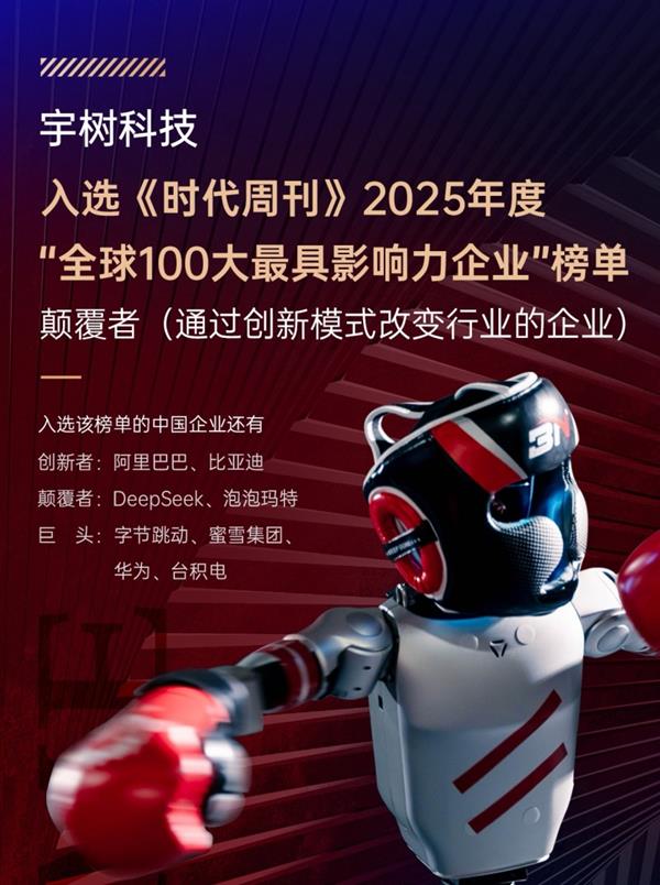 宇树科技入选《时代周刊》2025年”全球100大最具影响力企业”-萌图百科