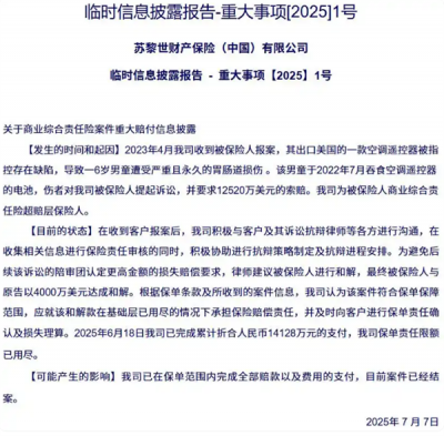 美国6岁男童误吞遥控器电池 苏黎世中国天价赔付1.4亿元-萌图百科