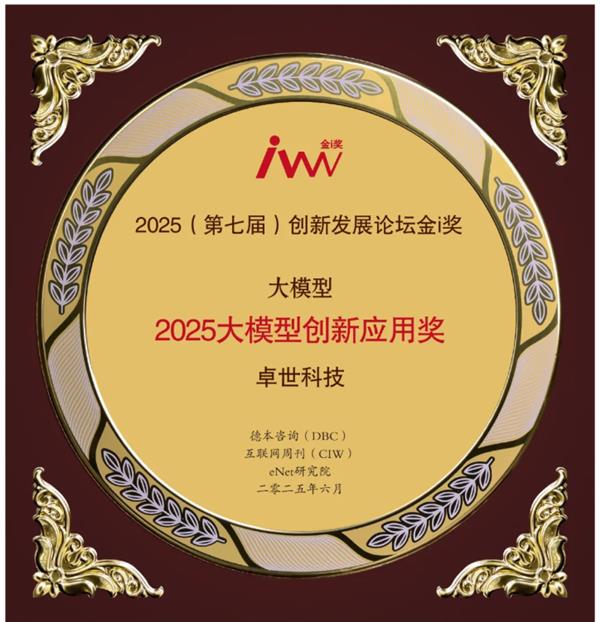 卓世科技荣膺《互联网周刊》“2025全国企业新质生产力赋能典型案例”-萌图百科