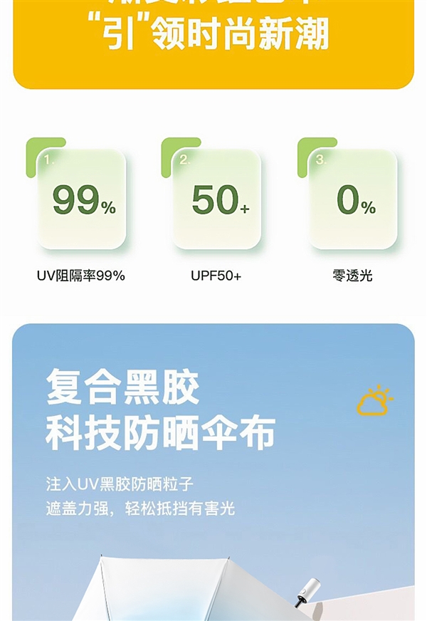 晴雨两用 希尔顿渐变色晴雨伞UPF50+大促19.9元