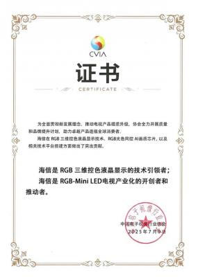 中国电子视像协会认证：海信为RGB-Mini LED显示技术引领者与产业开创者-萌图百科