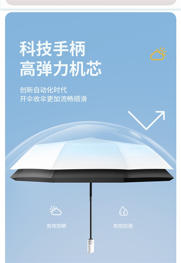 晴雨两用 希尔顿渐变色晴雨伞UPF50+大促19.9元