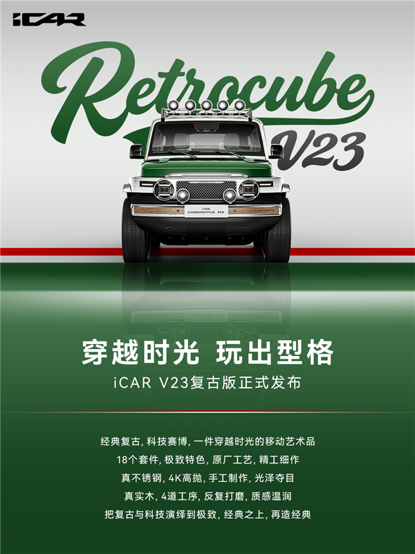 2.88万买18件“大满配” 奇瑞iCar V23复古套件发布：个性非常-萌图百科