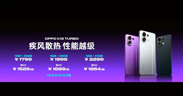 手机风冷天花板！OPPO K13 Turbo发布：1529.15元起-萌图百科