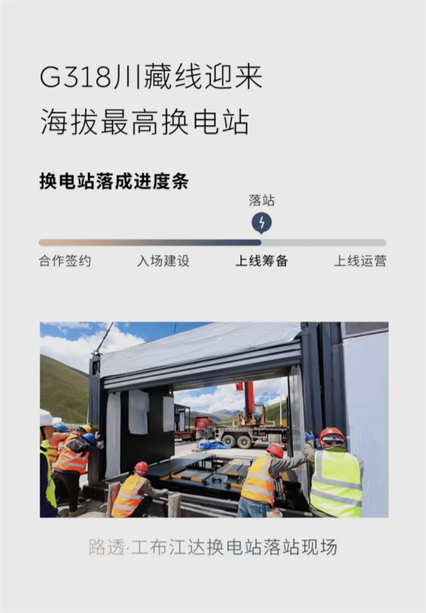 全球最高！蔚来工布江达换电站落成 海拔4500米