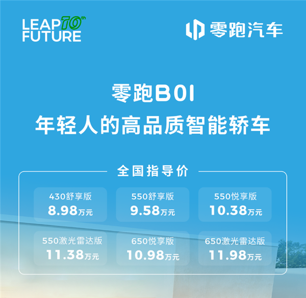 8.98万起！零跑B01正式上市：支持激光雷达+端到端智驾-萌图百科