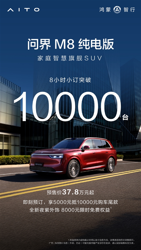37.98万起大把人买！问界M8纯电预售8小时订单破万-萌图百科