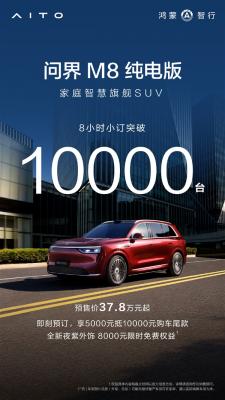 37.98万起大把人买！问界M8纯电预售8小时订单破万-萌图百科