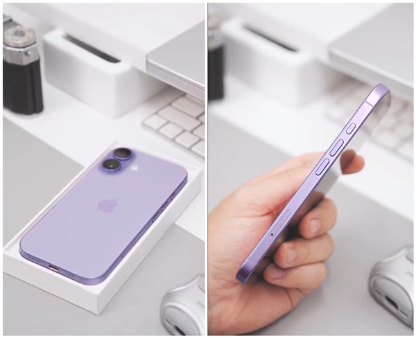 果粉一眼认出是新款！iPhone 17机模紫色开箱上手