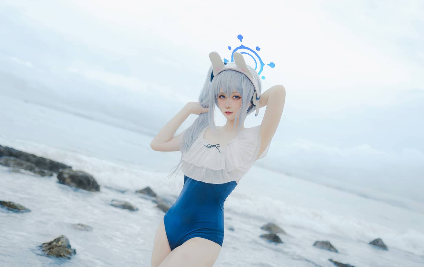 《蔚蓝档案》月雪宫子 泳装cosplay-萌图百科
