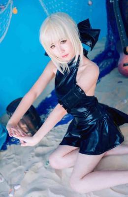 黑saber水着cosplay-萌图百科