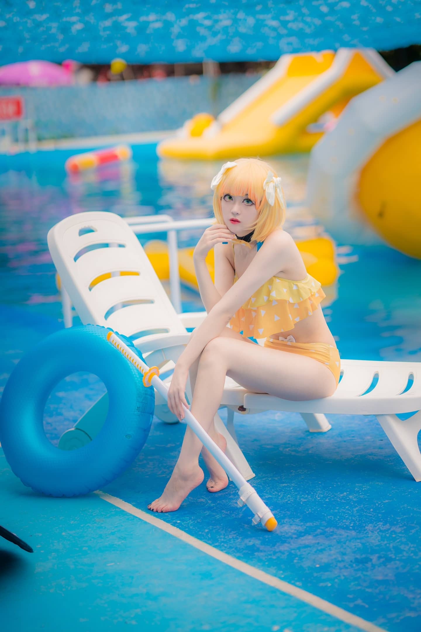 鬼灭泳装系列-我妻善逸性转cosplay-萌图百科