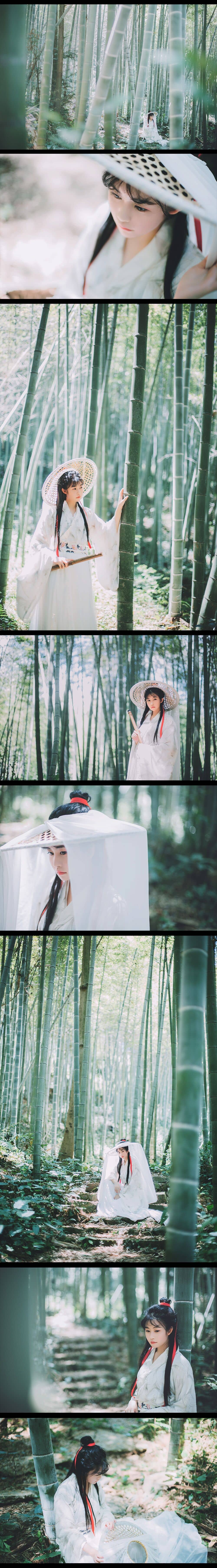 汉服写真，独坐幽篁里，弹琴复长啸-萌图百科