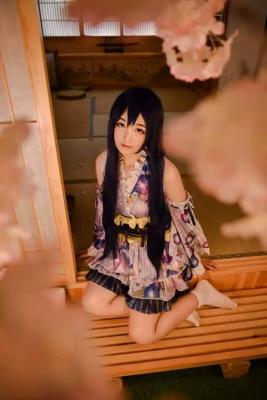 园田海未cosplay，想和你一起去看樱花啊-萌图百科