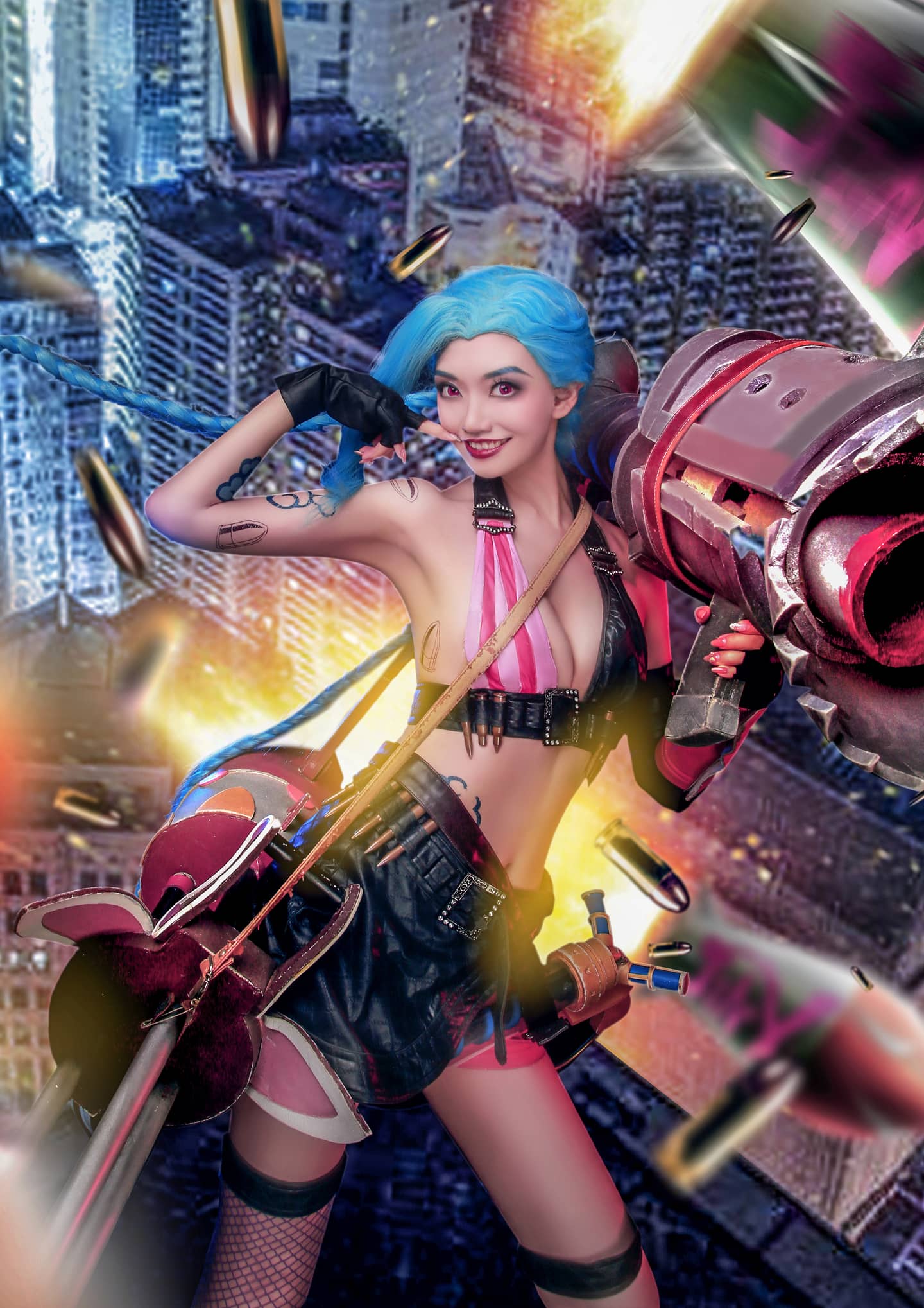 《英雄联盟》金克丝原皮cosplay-萌图百科