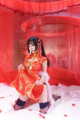 约会大作战时崎狂三Cosplay 贺岁旗袍-萌图百科