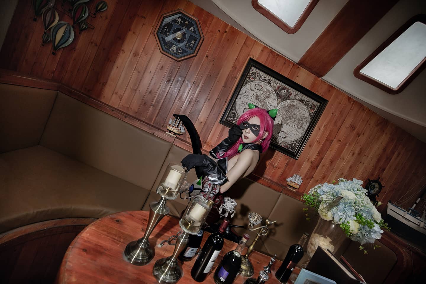 王者荣耀荆轲暗夜猫娘COS-萌图百科