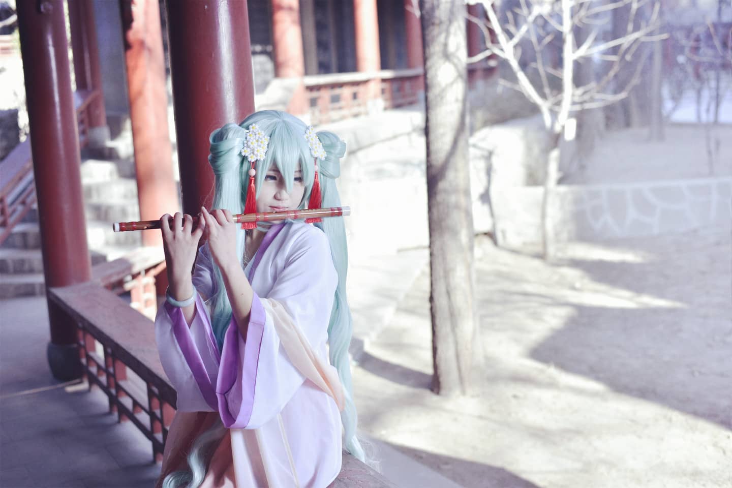 miku cosplay红酥手，绢花头，独醉一人空瘦-萌图百科