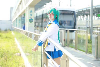 初音未来cosplay，快点喵，电车就要出发了-萌图百科