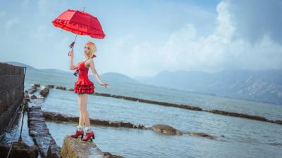 尼禄深红洋装cosplay-萌图百科
